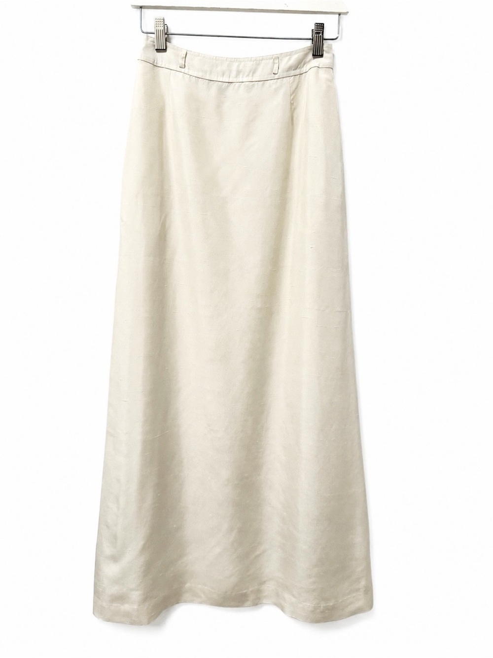 PORTS International Vintage 100% Raw Silk Ivory Maxi Skirt Sz 4 Luxury Old Money